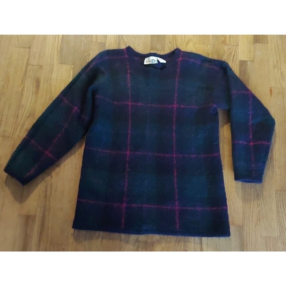 VTG Paul Harris Design Mohair Blend Sweater Green Red Womens Size Med
